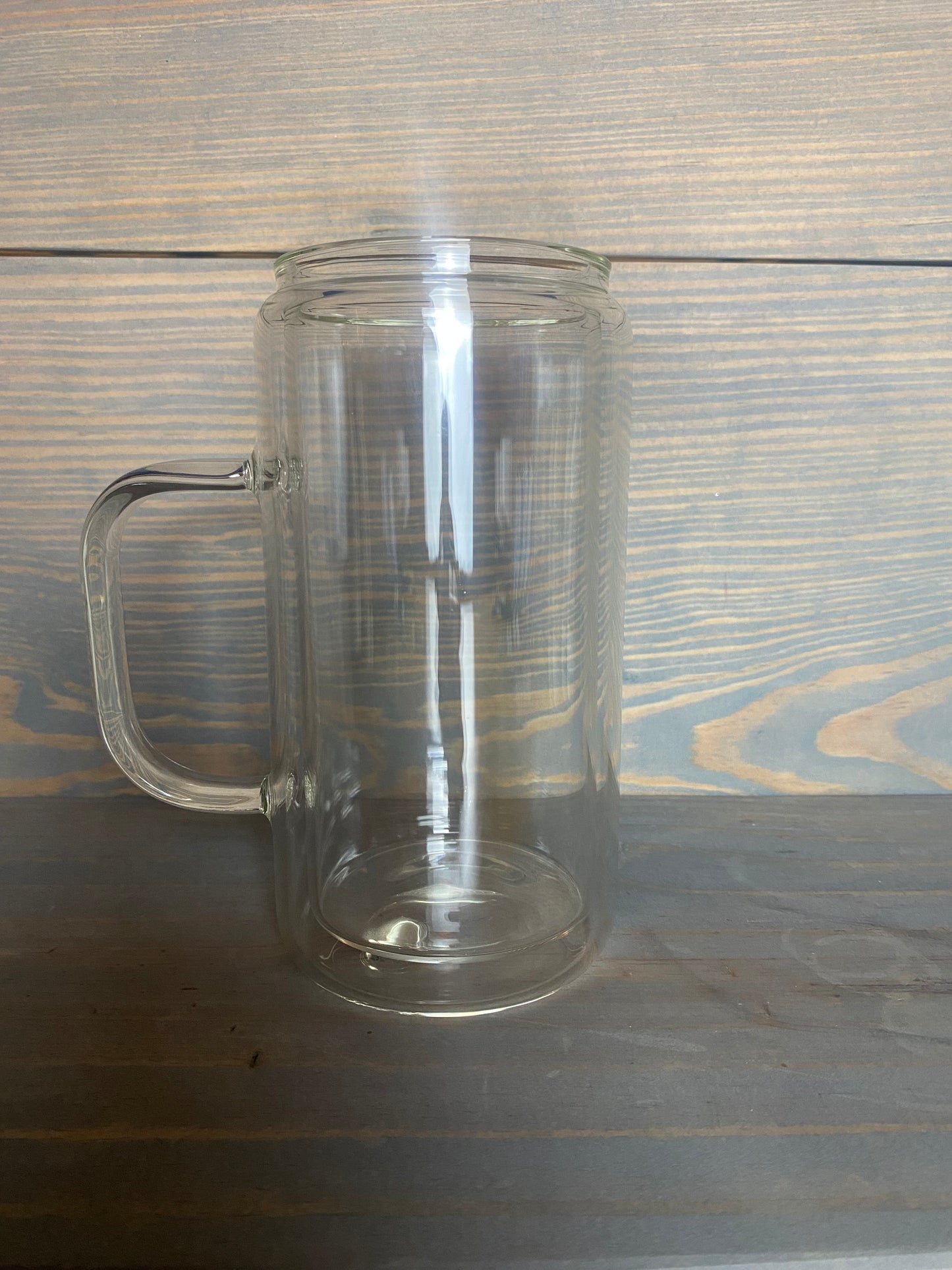 16 oz glass can snowglobe with handle